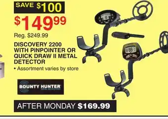 Dunham's Sports Discovery 2200 with pinpointer or quick draw ii metal detector offer