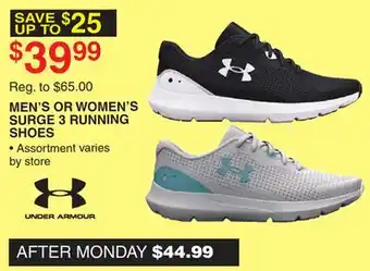 Dunham's Sports Under armour men's or women's surge 3 running shoes offer
