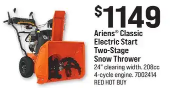 Ace Hardware Ariens classic electric start two-stage snow thrower offer