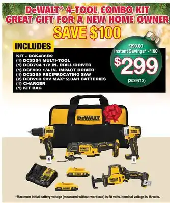 Ace Hardware Dewalt 4-tool combo kit offer