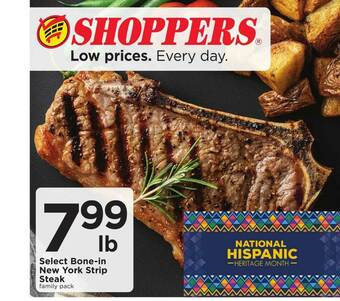 SHOPPERS Select Bone-in New York Strip Steak offer