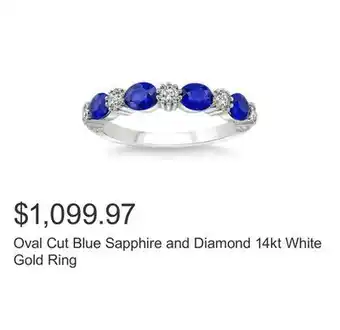 Costco Oval cut blue sapphire and diamond 14kt white gold ring offer