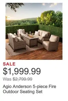 Costco Agio anderson 5-piece fire outdoor seating set offer