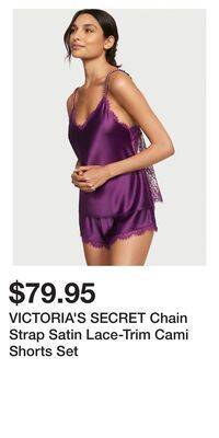 Victoria's Secret Victoria's secret chain strap satin lace-trim cami shorts set offer
