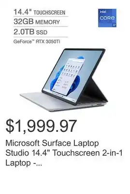Costco Microsoft surface laptop studio 14.4 touchscreen 2-in-1 laptop - 11th gen intel core i7-11370h offer