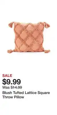 Big Lots Blush tufted lattice square throw pillow offer