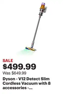 Best Buy Dyson - v12 detect slim cordless vacuum with 8 accessories - yellow/iron offer