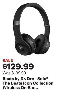 Best Buy Beats by dr. dre - solo³ the beats icon collection wireless on-ear headphones - matte black offer