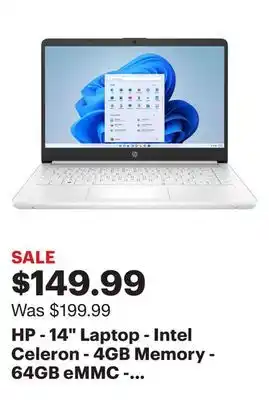 Best Buy Hp - 14 laptop - intel celeron - 4gb memory - 64gb emmc - snowflake white offer