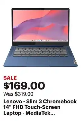 Best Buy Lenovo - slim 3 chromebook 14 fhd touch-screen laptop - mediatek kompanio 520 - 4gb memory - 64gb emmc - abyss blue offer