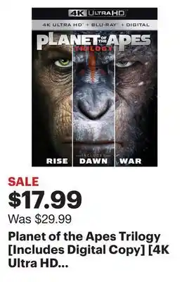Best Buy Planet of the apes trilogy [includes digital copy] [4k ultra hd blu-ray/blu-ray] offer