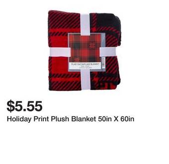 Five Below Holiday print plush blanket 50in x 60in offer