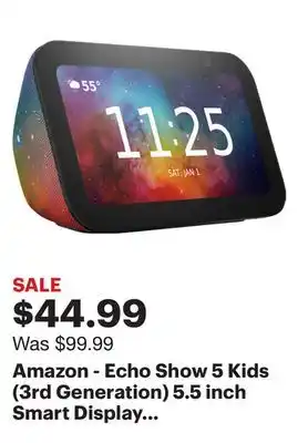 Best Buy Amazon - echo show 5 kids (3rd generation) 5.5 inch smart display with alexa - galaxy offer