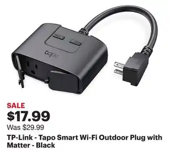 Best Buy Tp-link - tapo smart wi-fi outdoor plug with matter - black offer
