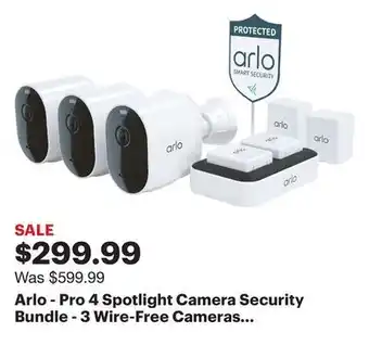 Best Buy Arlo - pro 4 spotlight camera security bundle - 3 wire-free cameras indoor/outdoor 2k with color night vision (12 pieces) - w offer