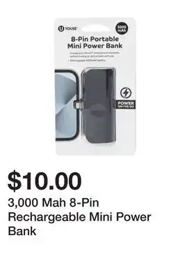 Five Below 3,000 mah 8-pin rechargeable mini power bank offer