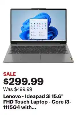 Best Buy Lenovo - ideapad 3i 15.6 fhd touch laptop - core i3-1115g4 with 8gb memory - 256gb ssd - arctic grey offer