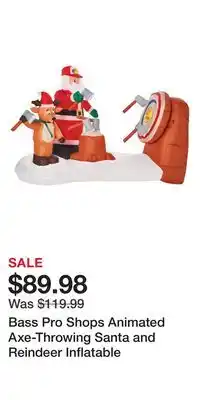 Cabela's Bass pro shops animated axe-throwing santa and reindeer inflatable offer