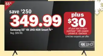 Meijer Samsung 55 4k uhd hdr smart tv offer