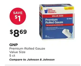 Good Neighbor Pharmacy Gnp premium rolled gauze value size offer