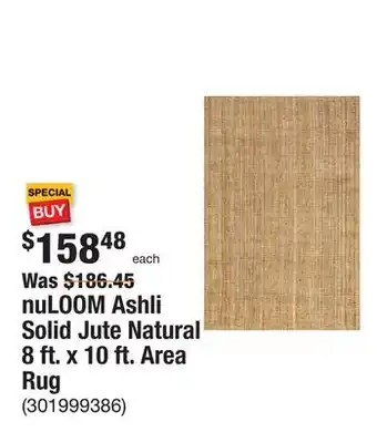 The Home Depot Nuloom ashli solid jute natural 8 ft. x 10 ft. area rug offer