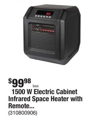 The Home Depot 1500 w electric cabinet infrared space heater with remote control offer