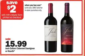Meijer Josh cellars cabernet sauvignon or hearth offer