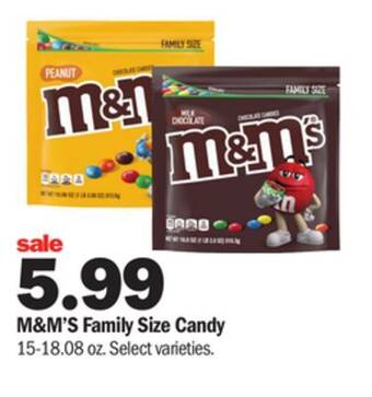 Meijer M&m's family size offer