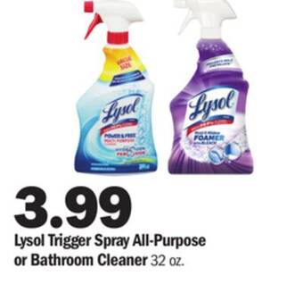 Meijer Lysol trigger spray all-purpose or bathroom cleaner offer