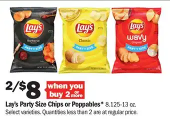 Meijer Lay's party size chips or poppables offer