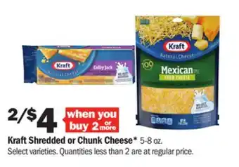 Meijer Kraft shredded or chunk cheese offer
