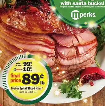Meijer Meijer spiral sliced ham offer