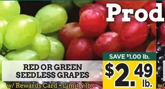Dearborn Market Red or green seedless grapes offer