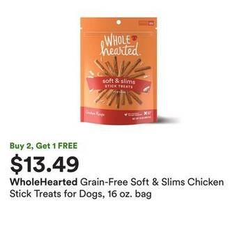 Petco Grain-free soft & slims chicken stick treats for dogs, 16 oz. bag offer