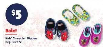Family Dollar Kids' character slippers offer