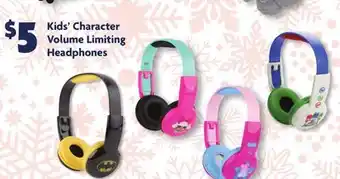 Family Dollar Kids' character volume limiting headphones offer