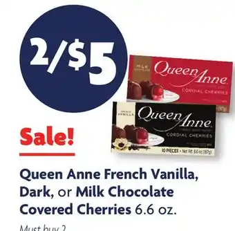 Family Dollar Queen anne french vanilla, dark, or milk chocolate covered cherries offer