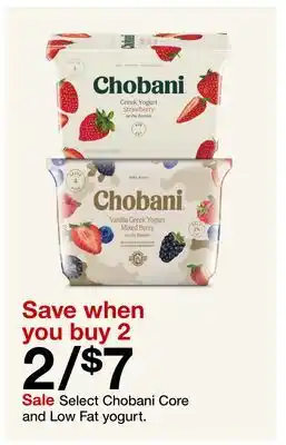 Target Select chobani core and low fat yogurt offer