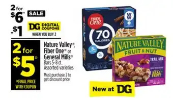 Dollar General Nature valley , fiber one or general mills bars offer