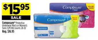 Dollar General Composure protective underwear men's or women's offer