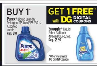 Dollar General Purex liquid laundry detergent offer