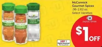 Albertsons McCormick Gourmet Spices 06-2.62 oz. offer