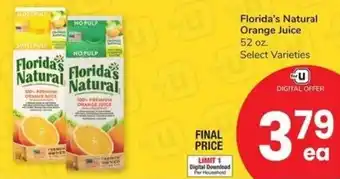 Albertsons Florida's Natural Orange Juice 52 oz. offer
