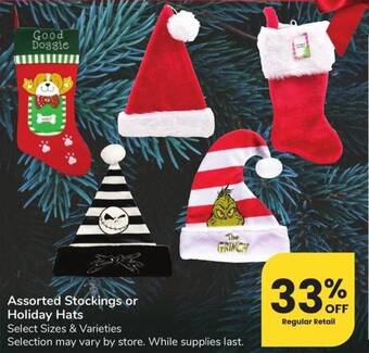 Albertsons Assorted Stockings or Holiday Hats offer