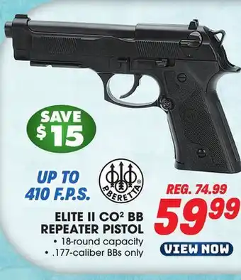 Big 5 Beretta elite ii co2 repeater bb pistol offer