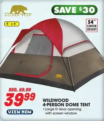Big 5 Golden bear wildwood 4-person dome tent offer