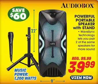 Big 5 Audiobox powerful portable speaker with stand offer