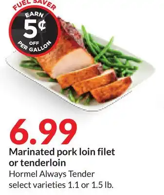 Hy-Vee Marinated pork loin filet or tenderloin offer