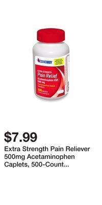 Big Lots Extra strength pain reliever 500mg acetaminophen caplets, 500-count bottle offer