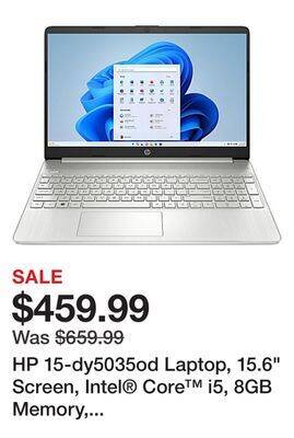 Office Depot Hp 15-dy5035od laptop, 15.6 screen, intel core i5, 8gb memory, 512gb solid state drive, windows 11 home offer